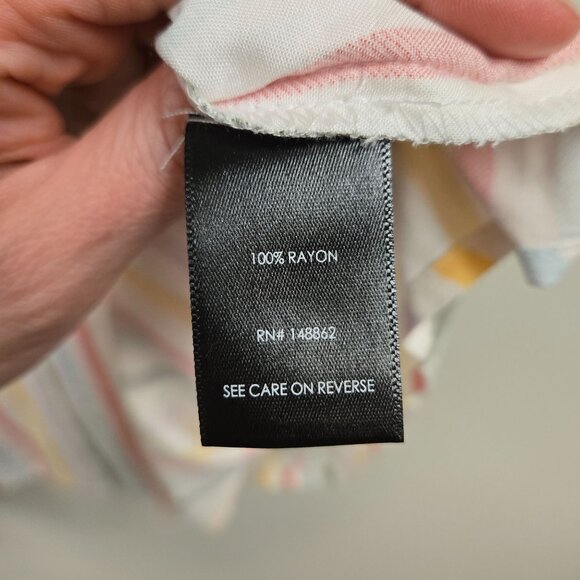 Torrid Challis Pleated Detail Rainbow Striped Sleeveless V-Neck Tank Top 4 - Picture 4 of 7